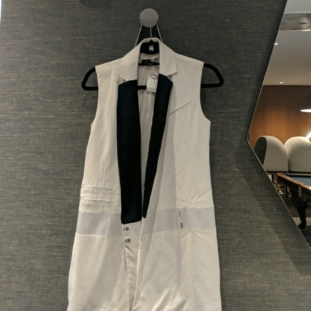 Rachel Zoe white tuxedo vest/mini dress